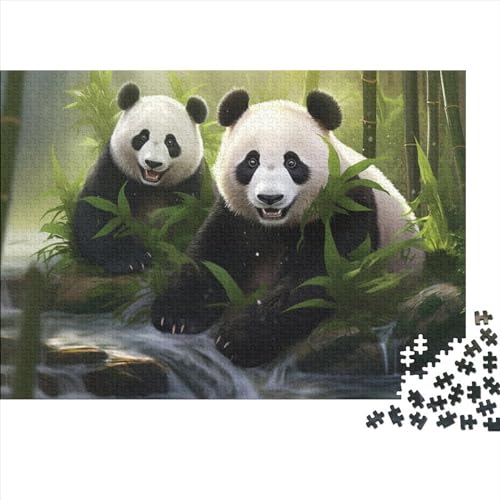 Panda Puzzles 500 Teile,Bambus Classic Puzzle DIY Kit Holzspielzeug Unique Gift Home Decor Für Erwachsene Und Kinder 500pcs (52x38cm) von HOTGE