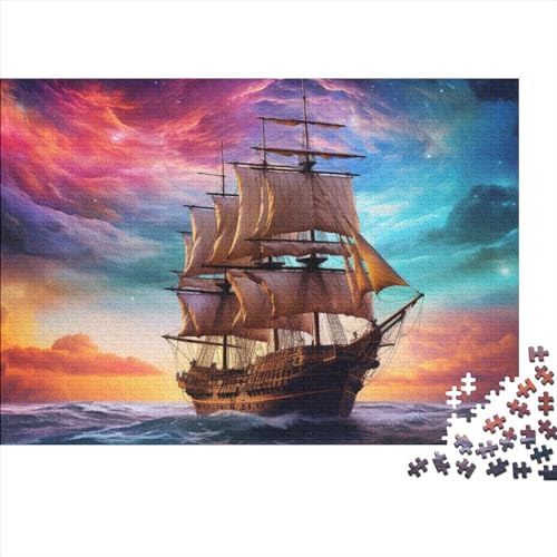 Schiff Segelboot– 300 Teile, Impossible Puzzle, Buntes Puzzles Für KinderGeschicklichkeitsspiel Für Die Ganze Familie, Farbenfrohes Legespiel, 300pcs (40x28cm) von HOTGE