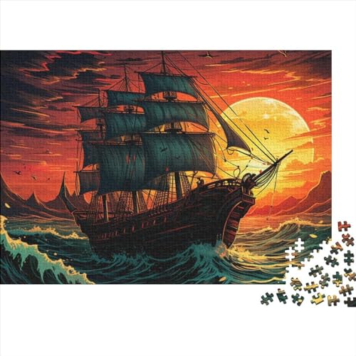 Schiff Segelboot– 500 Teile, Impossible Puzzle, Buntes Puzzles Für KinderGeschicklichkeitsspiel Für Die Ganze Familie, Farbenfrohes Legespiel, 500pcs (52x38cm) von HOTGE