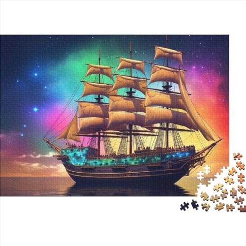 Schiff Segelboot Puzzle Buntes - 1000 Teile Puzzles Für Erwachsene Und Kinder Ab 14 Jahren Entworfen Für Familienspaß Hölzernes 1000pcs (75x50cm) von HOTGE