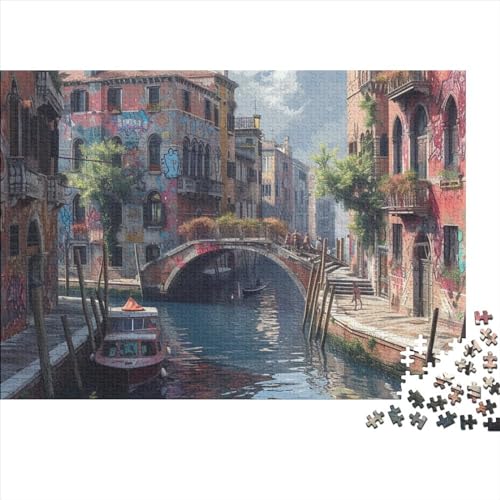 Venedig-Kanal-Ansicht Puzzle 1000 Teile Für Erwachsene, Jigsaw Puzzle, Einzigartiges Design-Spielzeug Für Pädagogisches Geschenk Für Jugendliche Und Kinder 1000pcs (75x50cm) von HOTGE