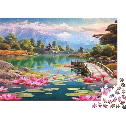 Wooden Bridge Lotus Puzzle 1000 Teile Ab 9 Jahren, Erwachsenenpuzzle Mit Wimmelbild, Herausforderndes Geschicklichkeitsspiel Für Die Ganze Familie 1000pcs (75x50cm) von HOTGE