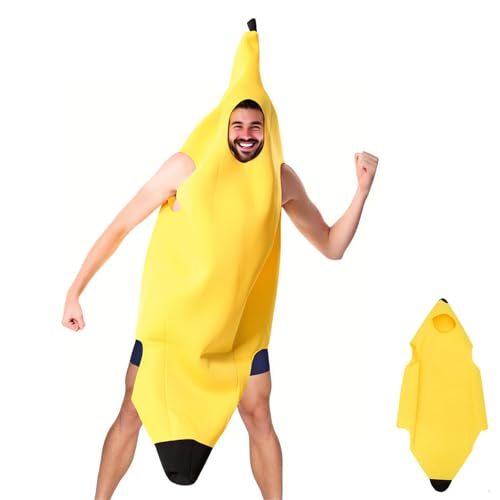 Bananen Kostüm Unisex, Bananenanzug Fasching, Erwachsene Attraktiv Bananen Oberteil Halloween Frucht Anzug Bodysuit Karnevalskostüme, Super Lustiges Kostüm, Dress Up Cosplay Party Verkleidung, 1 Stk Bananen Kostüm Unisex, Bananenanzug Fasching, Erwachsene Attraktiv Bananen Oberteil Halloween Frucht Anzug Bodysuit Karnevalskostüme, Super Lustiges Kostüm, Dress Up Cosplay Party Verkleidung, 1 Stk von HOTMNTY