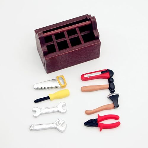 Wichtel Werkzeug Set, 1 Werkzeugkiste Holz mit 8 Werkzeug, 1:12 Miniatur Werkzeugkasten, Wichtel Zubehör Set, Wichtelzubehöhr Werkzeug, Puppenhaus Zubehör, Werkzeugkoffer Wichtel Zubehör Baustelle Wichtel Werkzeug Set, 1 Werkzeugkiste Holz mit 8 Werkzeug, 1:12 Miniatur Werkzeugkasten, Wichtel Zubehör Set, Wichtelzubehöhr Werkzeug, Puppenhaus Zubehör, Werkzeugkoffer Wichtel Zubehör Baustelle von HOTMNTY