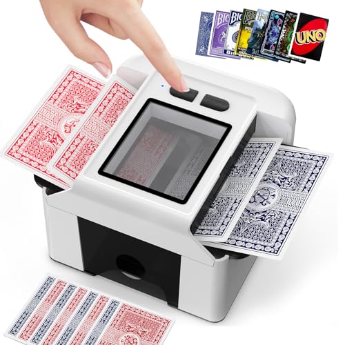 HOTOIQ Automatischer Kartenmischer, Kartenmischmaschine Elektrische mit Auto und Manuellem Modus,1-2 Decks Wiederaufladbarer Kartenmischgerät für Poker,UNO,Blackjack,Texas Hold'em von HOTOIQ