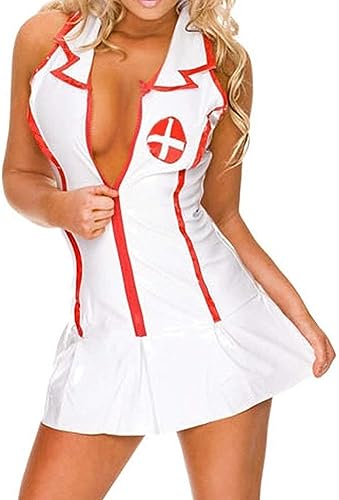 HOTSO Sexy Nurse Fancy Dress Kostüm Damen Dessous Naughty Krankenschwester Kostüm Hem Do Fancy Dress Party Outfit Krankenschwester Play Dressing Up Kostüm Complete Outfit Kleidung Halloween Uniform von HOTSO