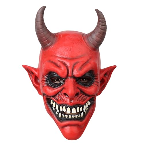 HOTTERCOS Halloween Gruselige Dämonenmaske Horror Red Devil Masken Kostüm für Erwachsene Geschenke HOTTERCOS Halloween Gruselige Dämonenmaske Horror Red Devil Masken Kostüm für Erwachsene Geschenke von HOTTERCOS