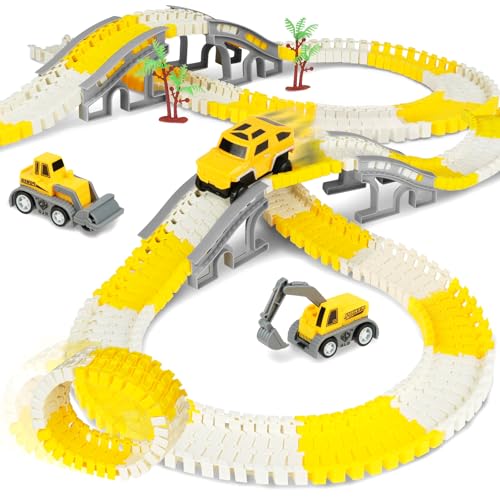 HOTUT Autorennbahn für Kinder, 205 Stück Flexible Rennbahn Spielzeug, Spielzeugautos Autobahn mit Bagger, Walze, Elektroauto und EIN Flexibles DIY-Autorennbahn Spielset ab 3 4 5 6 Jahre Junge Mädchen HOTUT Autorennbahn für Kinder, 205 Stück Flexible Rennbahn Spielzeug, Spielzeugautos Autobahn mit Bagger, Walze, Elektroauto und EIN Flexibles DIY-Autorennbahn Spielset ab 3 4 5 6 Jahre Junge Mädchen von HOTUT