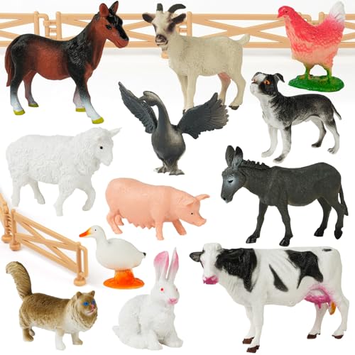 HOTUT Bauernhof Tiere Spielzeug,12 Stück Bauernhoftiere Set, Kunststoff Bauernhof Tier für Bauernhof Geburtstag Weihnachtsfeier von HOTUT