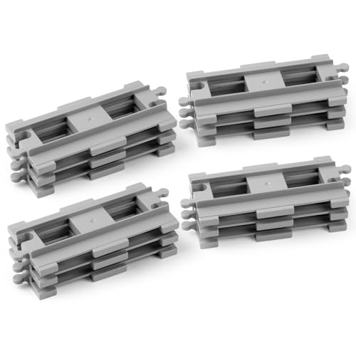 HOTUT Bausteine Zug Schienen, 12 Stück City Zug Schienen, Bausteine Zug Schienen Set Kompatibel mit dem Marktführer, Umlaufbahn ändern, Gerade, Kurven Schienen, Spielzeug Geschenk für Kinder von HOTUT