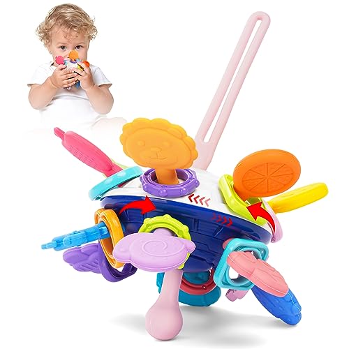 HOTUT Beißring Baby Spielzeug, Sensorik Rassel Greifball aus Silikon, Beißspielzeug Baby ab 3 Monate, sensorische BeißringSpielzeug, Montessori Motorik spielzeug, Baby Ball Geschenk für 3-18 Monate von HOTUT
