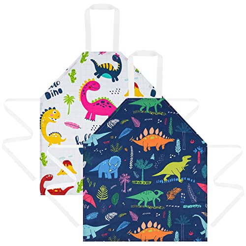 HOTUT Kinder Schürzen Set, 2PCS kochschürze kinder, Verstellbare Kinderschürze Dinosaurier Cartoon, Schürzen für Kinder Basteln Malen Backen Kochen-Weiß +Blau HOTUT Kinder Schürzen Set, 2PCS kochschürze kinder, Verstellbare Kinderschürze Dinosaurier Cartoon, Schürzen für Kinder Basteln Malen Backen Kochen-Weiß +Blau von HOTUT