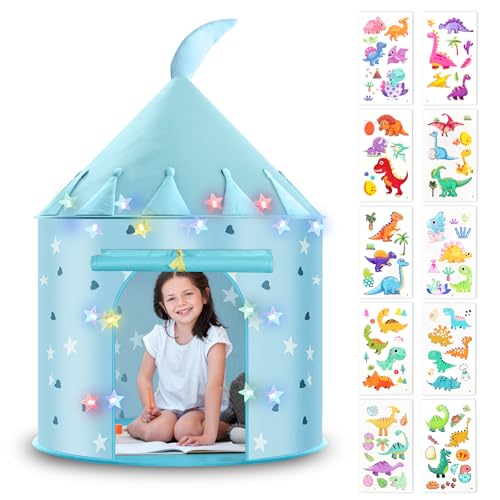 HOTUT Kinder Spielzelt, Prinzessin Zelt Blau, Kinderzelt Indoor Outdoor mit lichtern und Aufkleber, Pop Up Spielzelt für Kleinkinder und Kinder, Faltbar Spiel Haus für Garten Camping HOTUT Kinder Spielzelt, Prinzessin Zelt Blau, Kinderzelt Indoor Outdoor mit lichtern und Aufkleber, Pop Up Spielzelt für Kleinkinder und Kinder, Faltbar Spiel Haus für Garten Camping von HOTUT