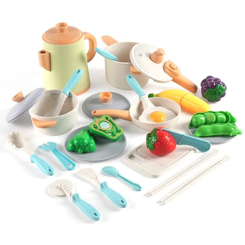 HOTUT Kinderküche Zubehör, Matschküche Kinder Outdoor, Topfset für Rollenspiele, Spielküche Zubehör mit Obst,Gemüse und Geschirr, Geschenk für Kinder ab 3 Jahren HOTUT Kinderküche Zubehör, Matschküche Kinder Outdoor, Topfset für Rollenspiele, Spielküche Zubehör mit Obst,Gemüse und Geschirr, Geschenk für Kinder ab 3 Jahren von HOTUT