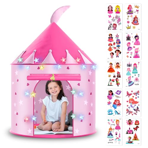 HOTUT Kinderzelt, Kinder Spielzelt Indoor Outdoor Spielhaus mit Wird mit Lichterketten und Aufklebern Geliefert, Faltbar Kinderspielhaus, Kinderzimmer Spielzeug Tent für Kleinkinder Garten Camping HOTUT Kinderzelt, Kinder Spielzelt Indoor Outdoor Spielhaus mit Wird mit Lichterketten und Aufklebern Geliefert, Faltbar Kinderspielhaus, Kinderzimmer Spielzeug Tent für Kleinkinder Garten Camping von HOTUT