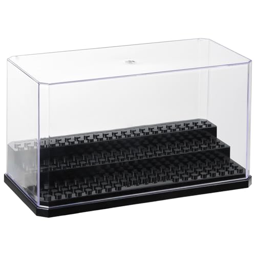 HOTUT Mini Figuren Schaukasten, Acryl Baustein Display Box mit 3 Ebenen, Minifiguren Vitrine, staubdicht schützende Vitrine für Bausteinmodelle, Action Figuren, Sammlerstücke, Heimaufbewahrung von HOTUT