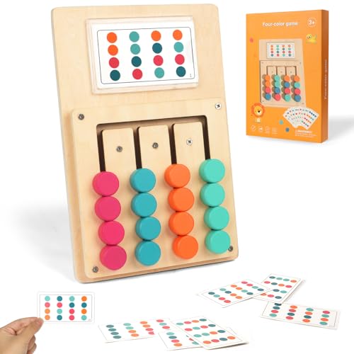 HOTUT Holz Farben Sortier Spiel, Farben Schiebepuzzle, Montessori Spielzeug ab 3 4 5 6 Jahre Junge Mädchen, 4 Farben mit 12 Karten, Geburtstagsgeschenk für Kinder ab 3 Jahren, Logikspiele Sortierspiel HOTUT Holz Farben Sortier Spiel, Farben Schiebepuzzle, Montessori Spielzeug ab 3 4 5 6 Jahre Junge Mädchen, 4 Farben mit 12 Karten, Geburtstagsgeschenk für Kinder ab 3 Jahren, Logikspiele Sortierspiel von HOTUT