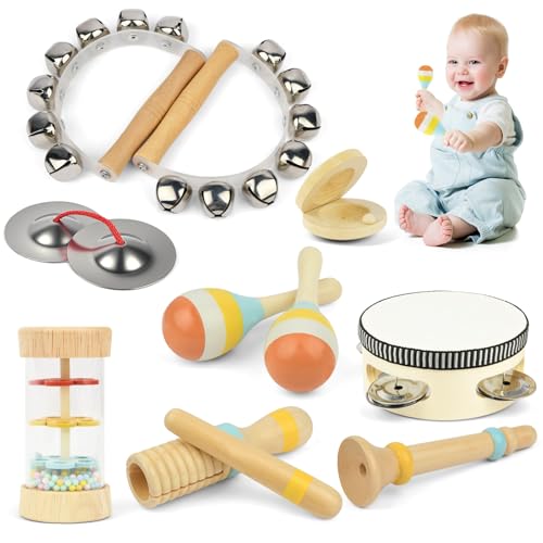 HOTUT Musikinstrumente für Kinder, Montessori Instrumente ab 3 Jahre Holzspielzeug, Percussion Instrumente Set, Trommel Xylophone für Kinder Musikspielzeug, Kinder Instrumente Geschenk Jungen Mädchen HOTUT Musikinstrumente für Kinder, Montessori Instrumente ab 3 Jahre Holzspielzeug, Percussion Instrumente Set, Trommel Xylophone für Kinder Musikspielzeug, Kinder Instrumente Geschenk Jungen Mädchen von HOTUT