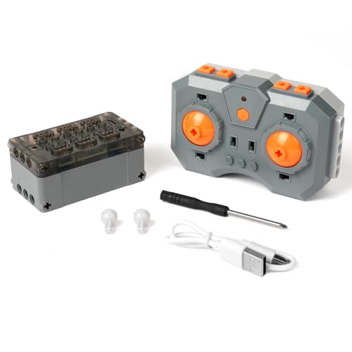 HOTUT Powered Module, Power Functions Sets mit wiederaufladbarer Fernbedienung und Batteriebox, 6 Power Output Port, Upgrade Motor Funktionssets kompatibel mit -Technik (APP-Steuerung/programmierbar) von HOTUT