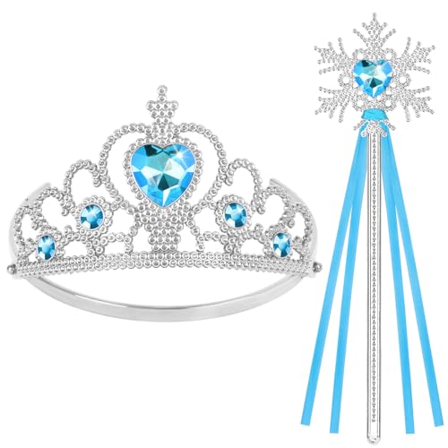 HOTUT Prinzessin Tiara Krone und Zauberstab, Princess Dress Up Zubehör, Tiara Kinder und Zauberstab Set, Prinzessin Kleid Zubehör für Weihnachtsdekoration, Cosplay, Themenpartys - Blau HOTUT Prinzessin Tiara Krone und Zauberstab, Princess Dress Up Zubehör, Tiara Kinder und Zauberstab Set, Prinzessin Kleid Zubehör für Weihnachtsdekoration, Cosplay, Themenpartys - Blau von HOTUT