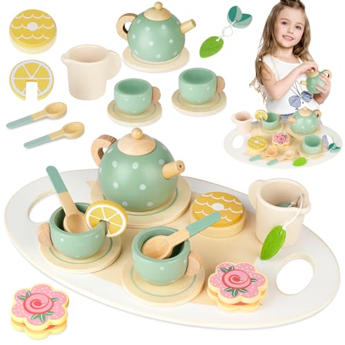HOTUT Teeservice Kinder Holz,Spielküche Zubehör,Kinderküche Holzspielzeug,Teeset Kinderspielzeug,Teeparty Spielküche Rollenspiele Geschenk für Jungen Mädchen ab 3 Jahre HOTUT Teeservice Kinder Holz,Spielküche Zubehör,Kinderküche Holzspielzeug,Teeset Kinderspielzeug,Teeparty Spielküche Rollenspiele Geschenk für Jungen Mädchen ab 3 Jahre von HOTUT