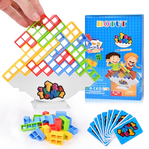 HOTUT Tetra Tower Spiel: 48 Stück Tetris Tower Balance Game, Stapelblöcke Balancing Spiel für Kinder ab 5 Jahren von HOTUT
