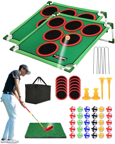 Golf-Bier-Putting-Spiel-Set mit 30 klebrigen Golfbällen – Spaß für drinnen und draußen, Party, Hinterhof, Golf, Chipping Cornhole Spiele für Erwachsene und Familie, tragbares Rasen, Hof, Strand von HOTWIND
