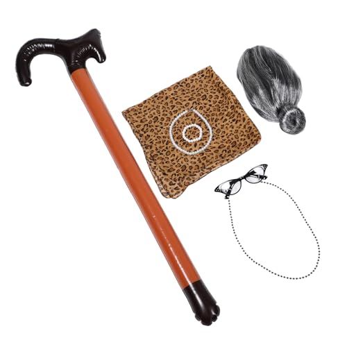 HOUDERCO 1 Satz Oma Kostüm Set für Lustige Großmutter Perücke und Zubehör für Cosplay Teiliges Set mit Kopftuch für Karneval Halloween und Schulveranstaltungen HOUDERCO 1 Satz Oma Kostüm Set für Lustige Großmutter Perücke und Zubehör für Cosplay Teiliges Set mit Kopftuch für Karneval Halloween und Schulveranstaltungen von HOUDERCO
