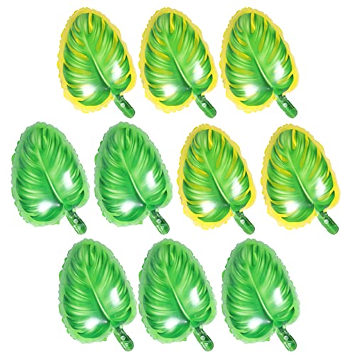 HOUDERCO 10Stücke Hawaiian Monstera Design Luftballons Bunte Partydekoration für Unvergessliche Feiern Gelb Grün für Jungle und Hawaii Partys Schaffen Sie eine Fröhliche von HOUDERCO
