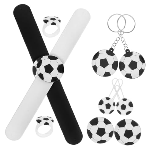 HOUDERCO 10Stücke Teiliges Fußball Partyset für Kindergeburtstage Mitgebsel mit Schlüsselanhängern Ringen Lesezeichen Pins und Slap Armbändern Dekoration und HOUDERCO 10Stücke Teiliges Fußball Partyset für Kindergeburtstage Mitgebsel mit Schlüsselanhängern Ringen Lesezeichen Pins und Slap Armbändern Dekoration und von HOUDERCO