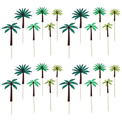 HOUDERCO 24 Stücke Glücklich Geburtstag Kuchen Topper Hawaiian Coconut Baum Sticks Kuchen Dekorationen Obst Requisiten von HOUDERCO
