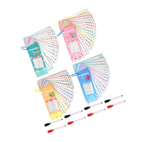 HOUDERCO 4 Sets Tragbare Lernkarten Für Mathematik, Addition, Subtraktion, Trocken Abwischbare Karten, Multiplikation, Division, Übungstools, Lustige Mathespiele Für Kinder Und Schüler HOUDERCO 4 Sets Tragbare Lernkarten Für Mathematik, Addition, Subtraktion, Trocken Abwischbare Karten, Multiplikation, Division, Übungstools, Lustige Mathespiele Für Kinder Und Schüler von HOUDERCO
