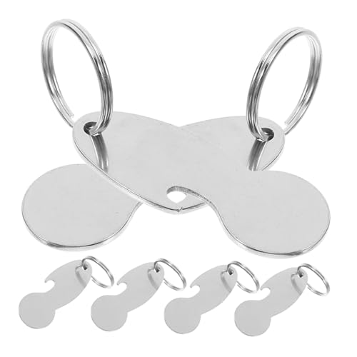 HOUDERCO 6 Stück Teiliges Einkaufswagenchip Schlüsselanhänger aus Edelstahl Robuster Metall Einkaufswagenlöser mit Schlüsselring Kompakter Trolley Token Anhänger für Alltag und von HOUDERCO