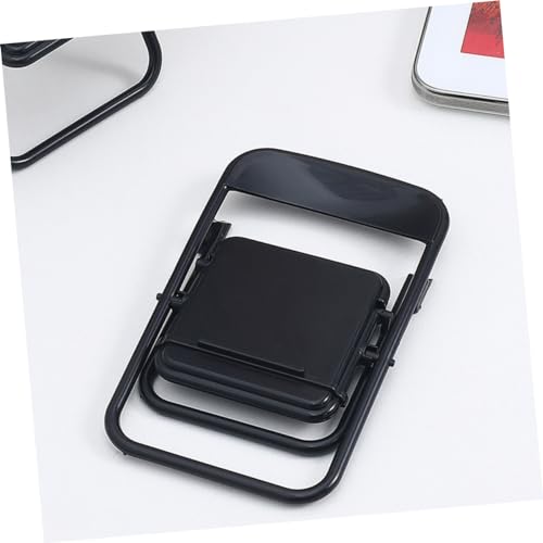 HOUDERCO 6 Stück handyhalter Stand Puppenhaus Klappstuhl Steht Falten Mini-Möbelstütze Miniatur-Lounge-Stuhl-Requisite kreativer Stuhl telefonhalter Mini-Stuhl-Telefonhalter Plastik Schwarz von HOUDERCO