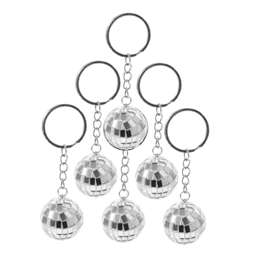 HOUDERCO 6Stücke Spiegel Disco Kugel Schlüsselanhänger Hängende Ornamente für Party Weihnachten Silberne Taschenanhänger für Jede Feier HOUDERCO 6Stücke Spiegel Disco Kugel Schlüsselanhänger Hängende Ornamente für Party Weihnachten Silberne Taschenanhänger für Jede Feier von HOUDERCO
