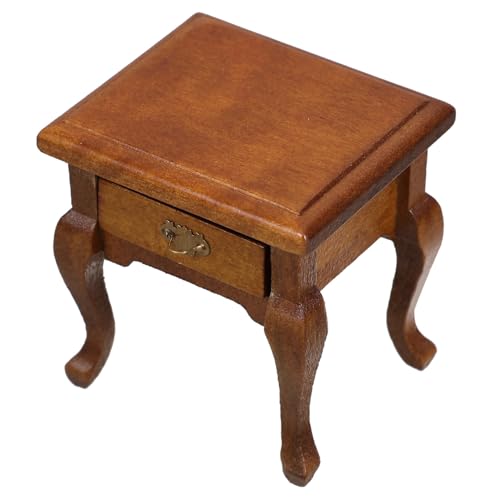 HOUDERCO Maßstab Eleganter Miniaturtisch mit Schublade für Puppenhaus Schlafzimmer und Wohnzimmer Holz Beistelltisch für Vielseitige Nutzung HOUDERCO Maßstab Eleganter Miniaturtisch mit Schublade für Puppenhaus Schlafzimmer und Wohnzimmer Holz Beistelltisch für Vielseitige Nutzung von HOUDERCO