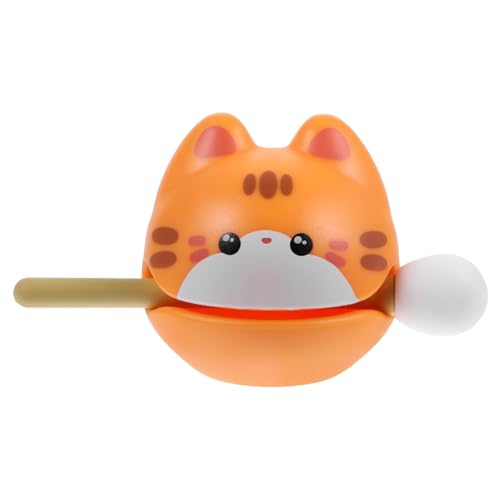 HOUDERCO Stressabbau Holzfisch Percussionspielzeug mit Katzenmotiv Handliches Musikalisches Schreibtischspielzeug für Büro Beruhigende Klangschale für Katzenliebhaber und Entspannung von HOUDERCO