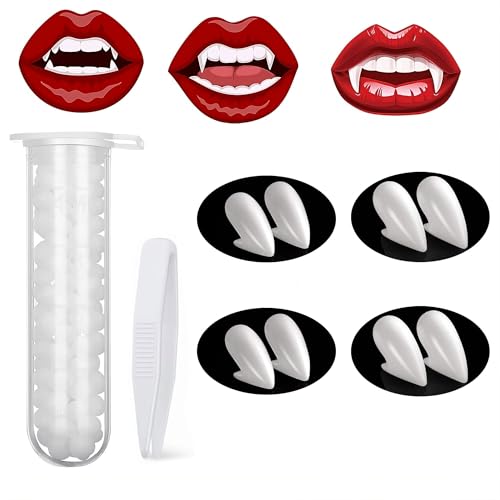HOUSN Vampir Zähne,4 Paar Vampirzähne Kinder Erwachsene mit Zähne Pellets Kleber,Vampire Teeth Wiederverwendbar für Halloween,Cosplay Requisiten,Party,Halloween Fangs Ideal Gefälligkeiten-13MM/15MM HOUSN Vampir Zähne,4 Paar Vampirzähne Kinder Erwachsene mit Zähne Pellets Kleber,Vampire Teeth Wiederverwendbar für Halloween,Cosplay Requisiten,Party,Halloween Fangs Ideal Gefälligkeiten-13MM/15MM von HOUSN