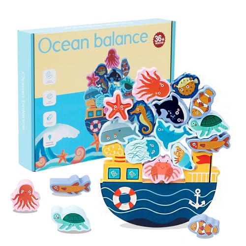 Holzspielzeug Baby, Steckspiel Ab 2 mit Holzboot und Tiere Balancierspiel Fördern Sie die Hand-Auge-Koordination, Lernspielzeug Ab 2 Jahre Stapeln Bausteine Verbessern Feinmotorik für Kinder Geschenke Holzspielzeug Baby, Steckspiel Ab 2 mit Holzboot und Tiere Balancierspiel Fördern Sie die Hand-Auge-Koordination, Lernspielzeug Ab 2 Jahre Stapeln Bausteine Verbessern Feinmotorik für Kinder Geschenke von HOUSN