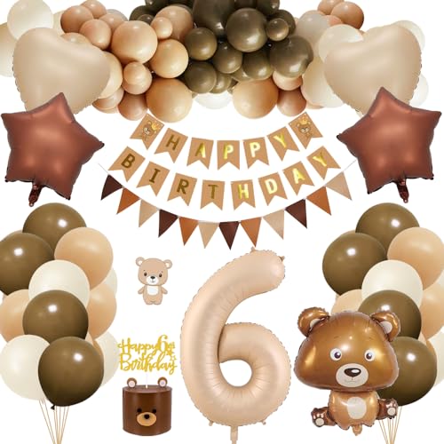 6. Geburtstagsdeko Junge Mädchen, Kindergeburtstag Deko mit Bär Luftballon, 6 Jahre Geburtstag Bär Deko, Happy Birthday Banner, Folienballon 6, Cake Topper, Partydeko für 6 Jahre Junge 6. Geburtstagsdeko Junge Mädchen, Kindergeburtstag Deko mit Bär Luftballon, 6 Jahre Geburtstag Bär Deko, Happy Birthday Banner, Folienballon 6, Cake Topper, Partydeko für 6 Jahre Junge von HOUSTAR