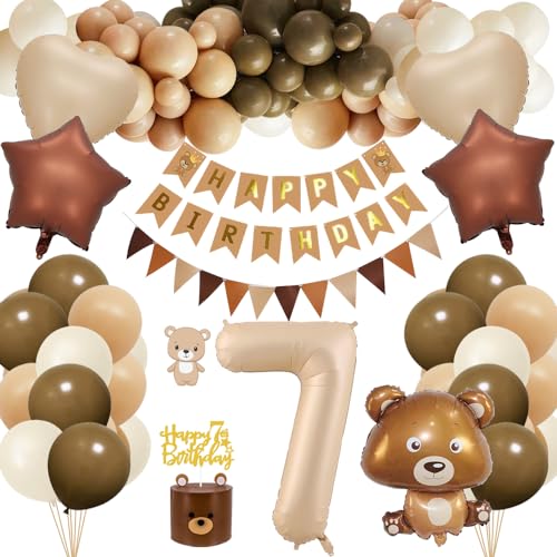 7. Geburtstagsdeko Junge Mädchen, Kindergeburtstag Deko mit Bär Luftballon, 7 Jahre Geburtstag Bär Deko, Happy Birthday Banner, Folienballon 7, Cake Topper, Partydeko für 7 Jahre Junge 7. Geburtstagsdeko Junge Mädchen, Kindergeburtstag Deko mit Bär Luftballon, 7 Jahre Geburtstag Bär Deko, Happy Birthday Banner, Folienballon 7, Cake Topper, Partydeko für 7 Jahre Junge von HOUSTAR