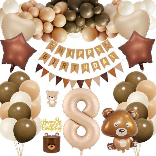 8. Geburtstagsdeko Junge Mädchen, Kindergeburtstag Deko mit Bär Luftballon, 8 Jahre Geburtstag Bär Deko, Happy Birthday Banner, Folienballon 8, Cake Topper, Partydeko für 8 Jahre Junge 8. Geburtstagsdeko Junge Mädchen, Kindergeburtstag Deko mit Bär Luftballon, 8 Jahre Geburtstag Bär Deko, Happy Birthday Banner, Folienballon 8, Cake Topper, Partydeko für 8 Jahre Junge von HOUSTAR