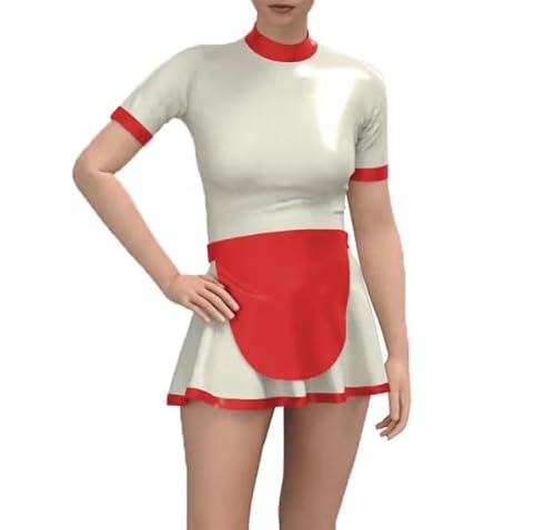 HOUXINQWWP Cosplay mit Schürze, PVC-Lederkleid, Halloween, Cosplay, S-7XL, Rot, L von HOUXINQWWP