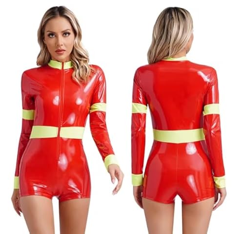 HOUXINQWWP Damen-Overall, langärmelig, Leder, Halloween-Kostüme, Größe S-7XL, Rot, Größe 7XL HOUXINQWWP Damen-Overall, langärmelig, Leder, Halloween-Kostüme, Größe S-7XL, Rot, Größe 7XL von HOUXINQWWP