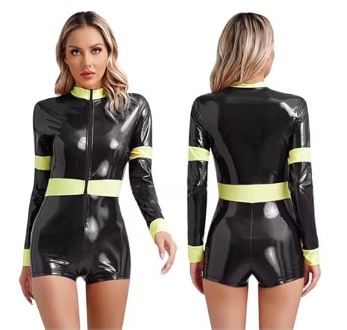 HOUXINQWWP Damen-Overall, langärmelig, Leder, Halloween-Kostüme, Größe S-7XL, Schwarz, Größe 7XL HOUXINQWWP Damen-Overall, langärmelig, Leder, Halloween-Kostüme, Größe S-7XL, Schwarz, Größe 7XL von HOUXINQWWP