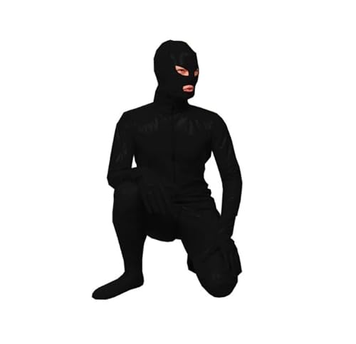 HOUXINQWWP Glänzender PVC-Leder-Reißverschluss für Herren, maskierter Cosplay-Catsuit, Ganzkörper-Mund-Overall, Halloween-Kostüm, Größe 4XL, Schwarz HOUXINQWWP Glänzender PVC-Leder-Reißverschluss für Herren, maskierter Cosplay-Catsuit, Ganzkörper-Mund-Overall, Halloween-Kostüm, Größe 4XL, Schwarz von HOUXINQWWP