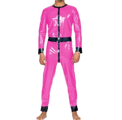 HOUXINQWWP Halloween Cosplay Herren PVC-Leder Langarm S-7XL, Rosa, XXL HOUXINQWWP Halloween Cosplay Herren PVC-Leder Langarm S-7XL, Rosa, XXL von HOUXINQWWP