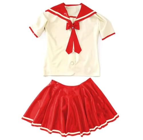 HOUXINQWWP Leder-Kleid mit kurzen Ärmeln, PVC, für Cosplay, Halloween, Cosplay, Cosplay, S-7XL, Rot, Größe 3XL HOUXINQWWP Leder-Kleid mit kurzen Ärmeln, PVC, für Cosplay, Halloween, Cosplay, Cosplay, S-7XL, Rot, Größe 3XL von HOUXINQWWP