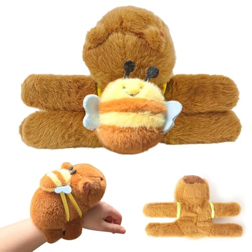 HOVCEH Capybara Schnapparmband, Capybara Kuscheltier Schnapparmband, CapybaraPlüsch Slap Bands Spielzeug, CapybaraSlap Snap, Capybara Kuscheltier Klatscharmband (Mit Schildkröten) von HOVCEH