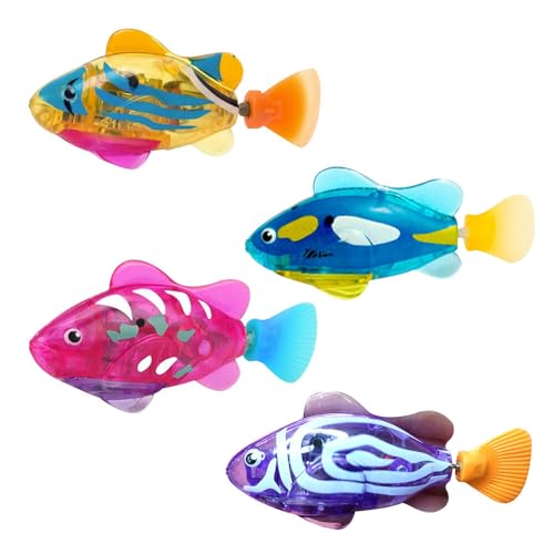 HOVCEH Elektronische Fisch, 4 Stück Schwimmende Fische Spielzeug, Fisch Badewanne Spielzeug Elektrisch, Wiederverwendbare, Poolspielzeug für Den Pool, Kinder von HOVCEH